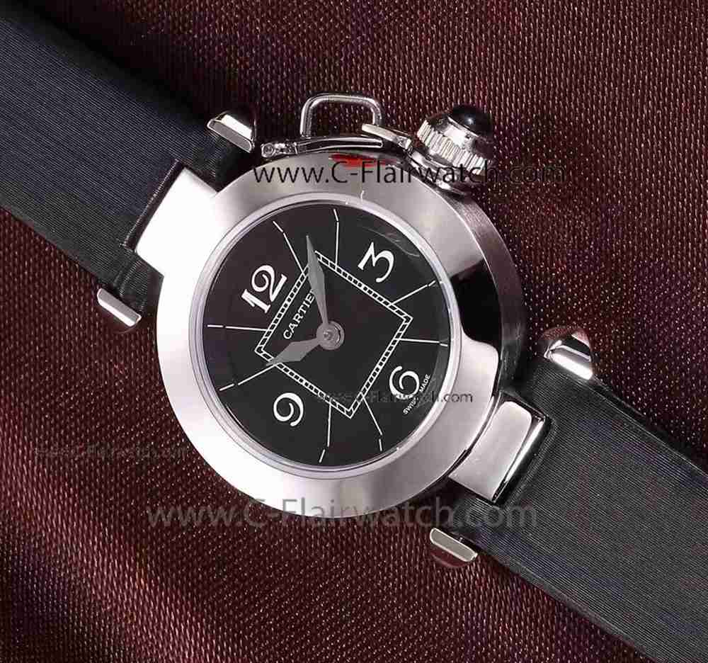 Pasha Cartier Watch Lady Size / SS Black Dial